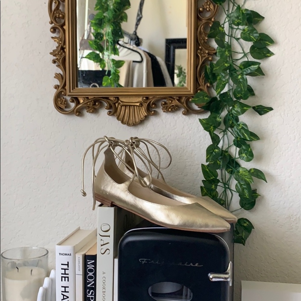 Gold toned pointed flats